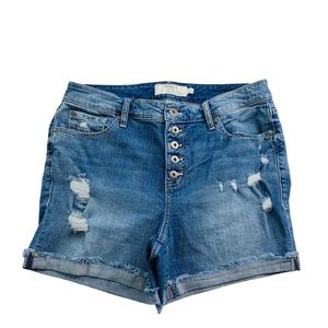 Torrid Stretch Sz 14 Hi Rise Button Fly Denim Shorts